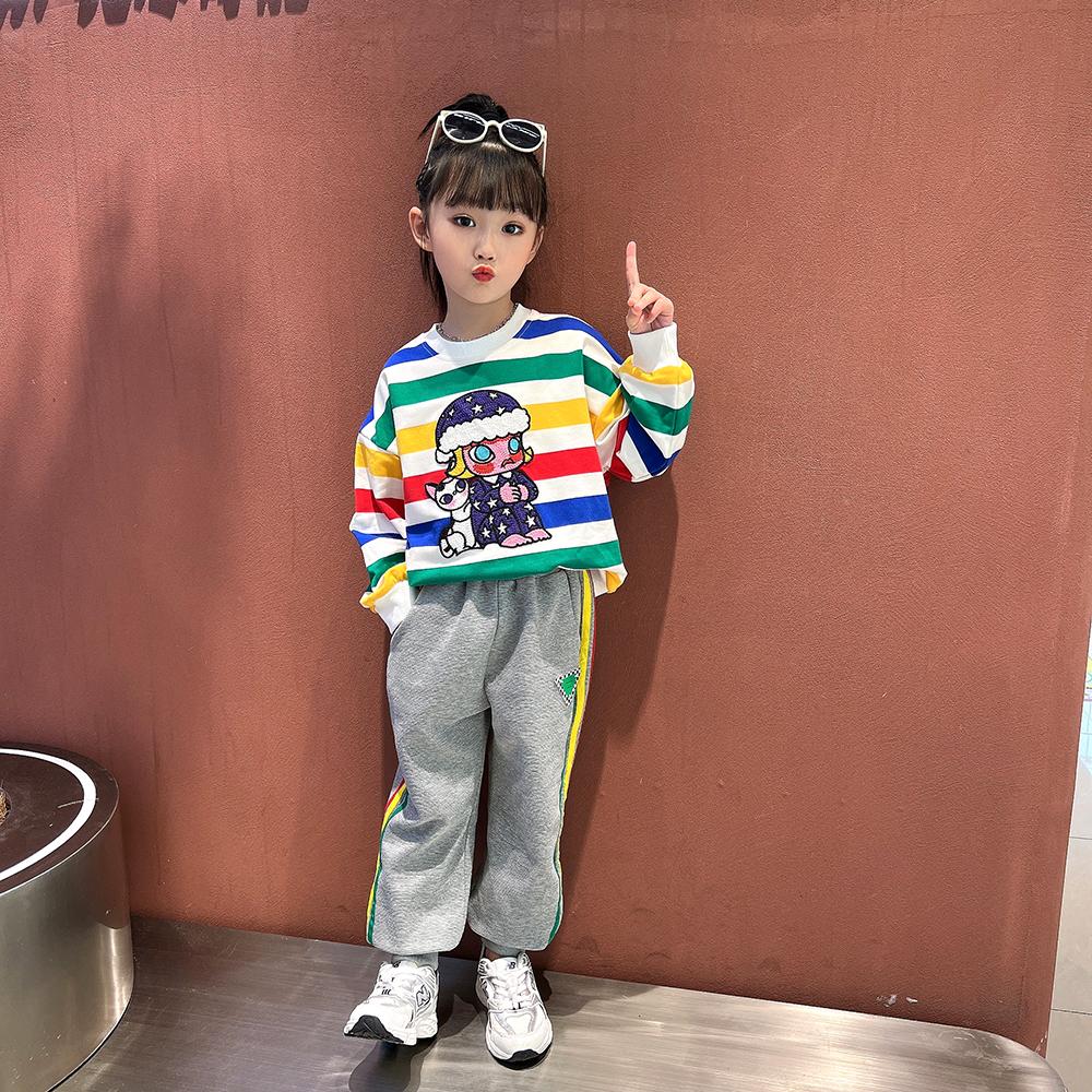 童装女童套装春款卫衣两件套时尚小女孩洋气潮款中大童儿童衣服