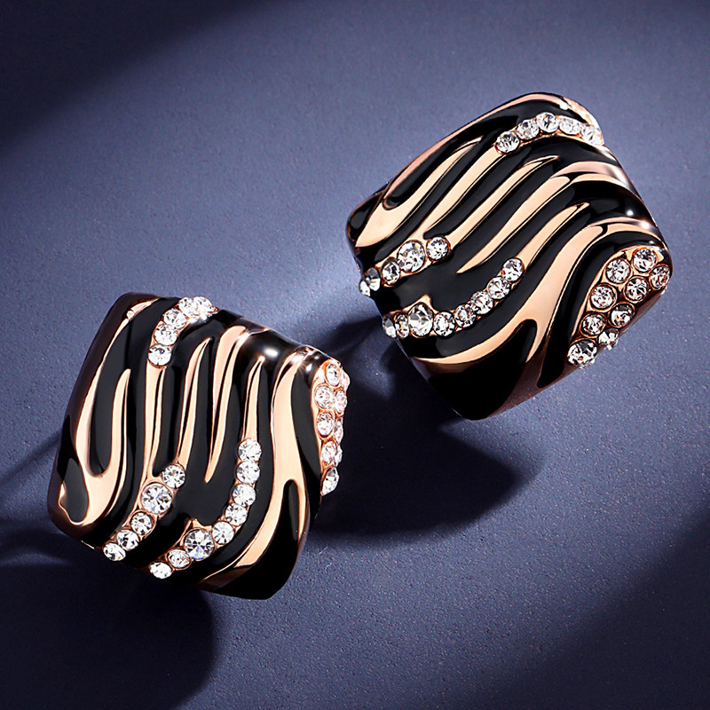 时尚方块豹纹耳钉复古性感冷淡风925银针短耳扣耳夹斑马纹个性