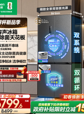 容声方糖机皇505L双净系统嵌入十字四门家用主动制冰冰箱世界杯
