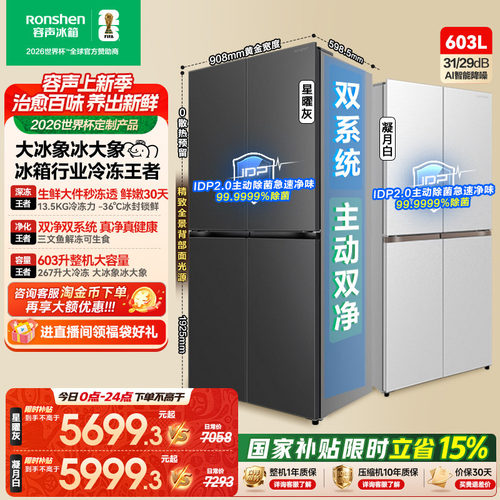 容声大冰象603冰箱行业冷冻王者