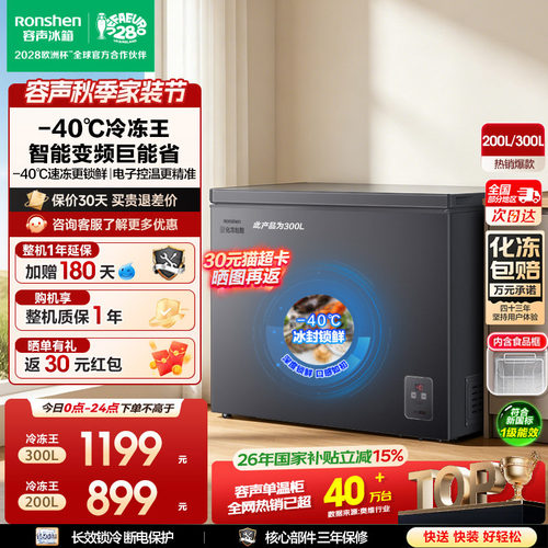 新款容声300升-40℃冰柜冷冻冷藏