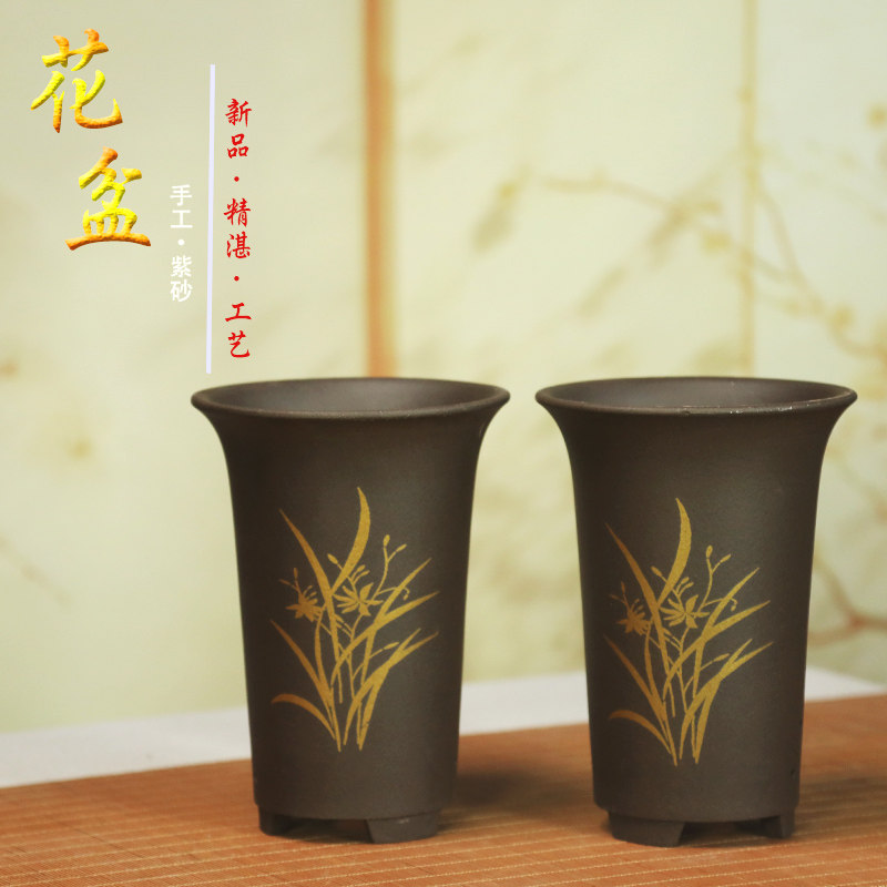 紫砂花盆大口径种树特大号陶瓷特价紫沙盆景花盆绿萝花盆清仓包邮