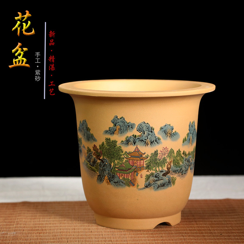 紫砂花盆大口径种树特大号陶瓷特价紫沙盆景花盆绿萝花盆清仓包邮