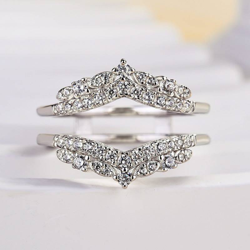 925纯银 双V形 双排副戒 钻戒改款 秒变奢华 叠戴戒指女