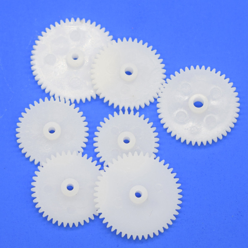 5模数塑料齿轮diy电机小马达减速箱齿白色单层塑胶50/60大齿轮