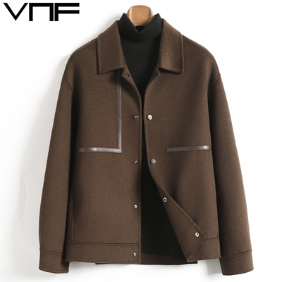 短款纯羊毛男士双面呢毛呢外套