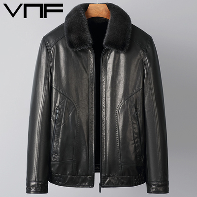 貂绒内胆皮毛一体山羊皮真皮皮衣