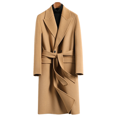 中长款纯羊毛时尚腰带双面呢大衣