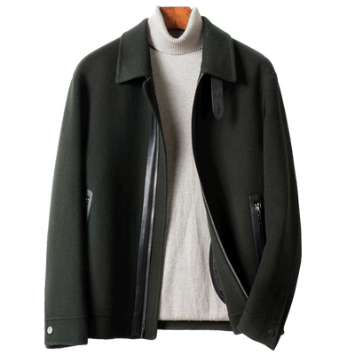 冬机车双面纯羊毛飞行员毛呢夹克