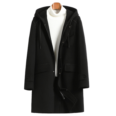 中长款纯羊毛冬连帽羊绒大衣外套