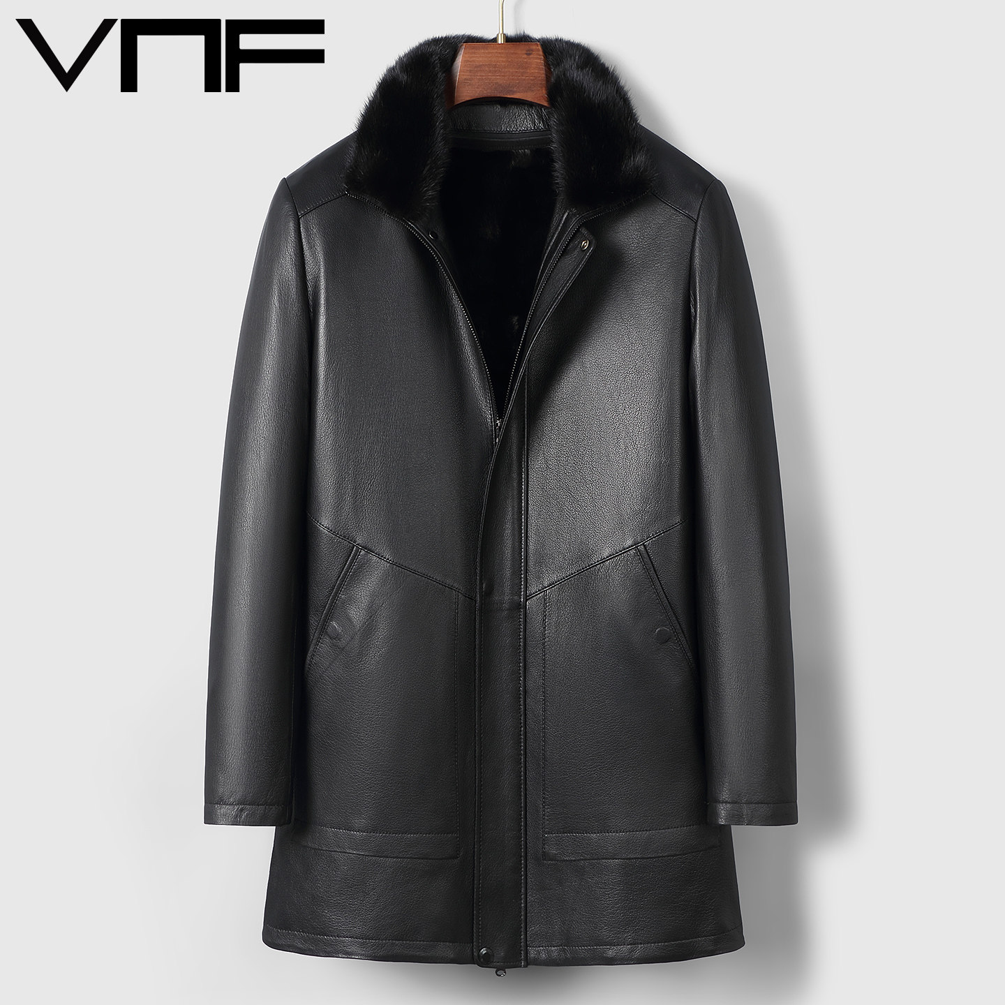 中长款貂皮内胆加厚爸爸真皮皮衣