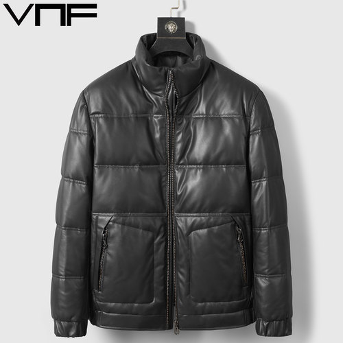 青年立领真皮羽绒服绵羊皮夹克厚