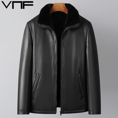 水貂内胆翻领真皮皮衣皮夹克外套