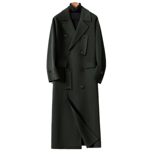 超长款双面羊绒大衣男士过膝100%羊毛双排扣宽松毛呢风衣外套秋冬