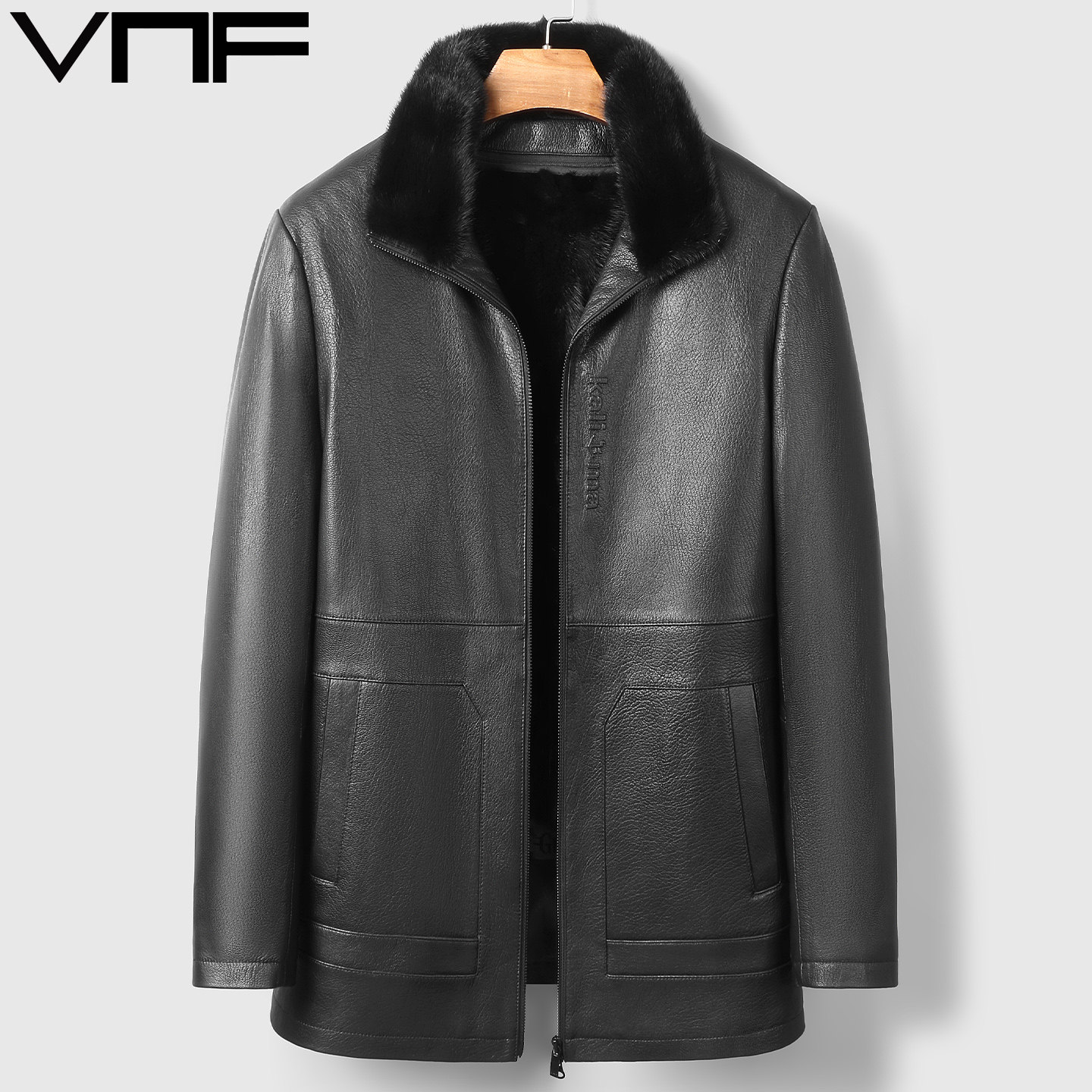 中长款水貂内胆皮毛一体真皮皮衣