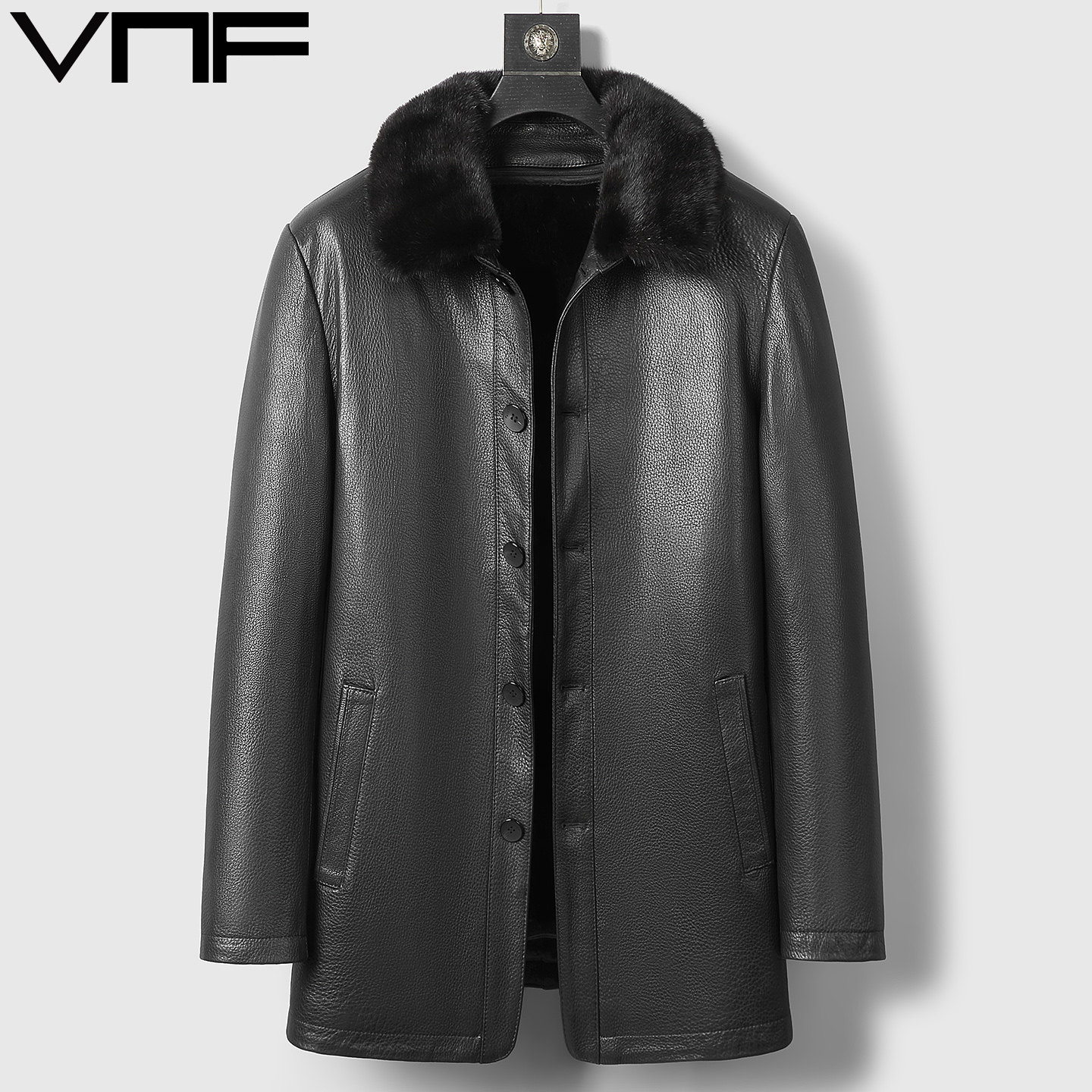 中长款水貂内胆爸爸真皮皮衣外套