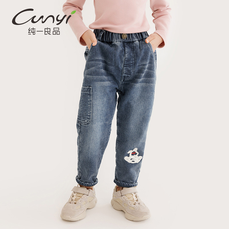 摇粒绒女童牛仔裤纯一良品