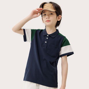 男童POLO衫 新品 纯一良品童装 2024夏季 中大童经典 撞色吸汗亲肤短袖
