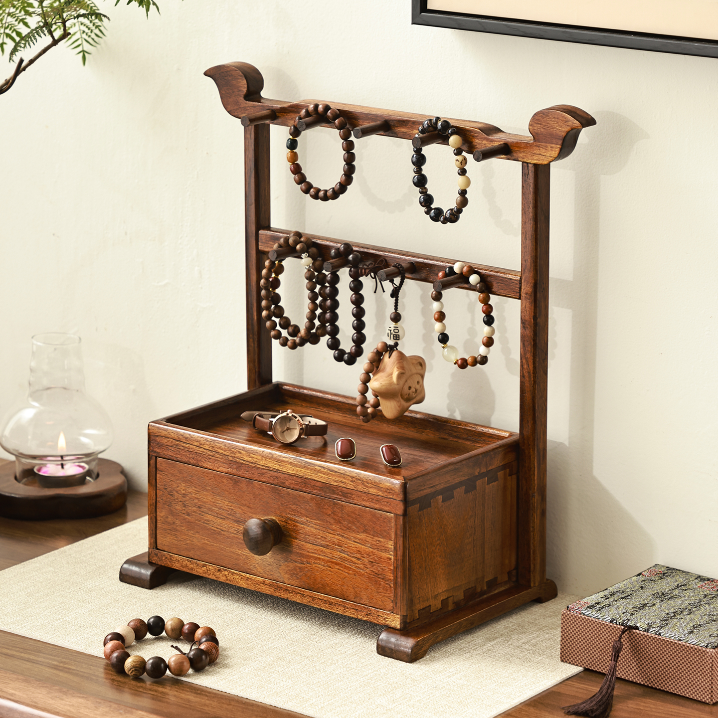 异丽实木玄关挂钥匙收纳盒