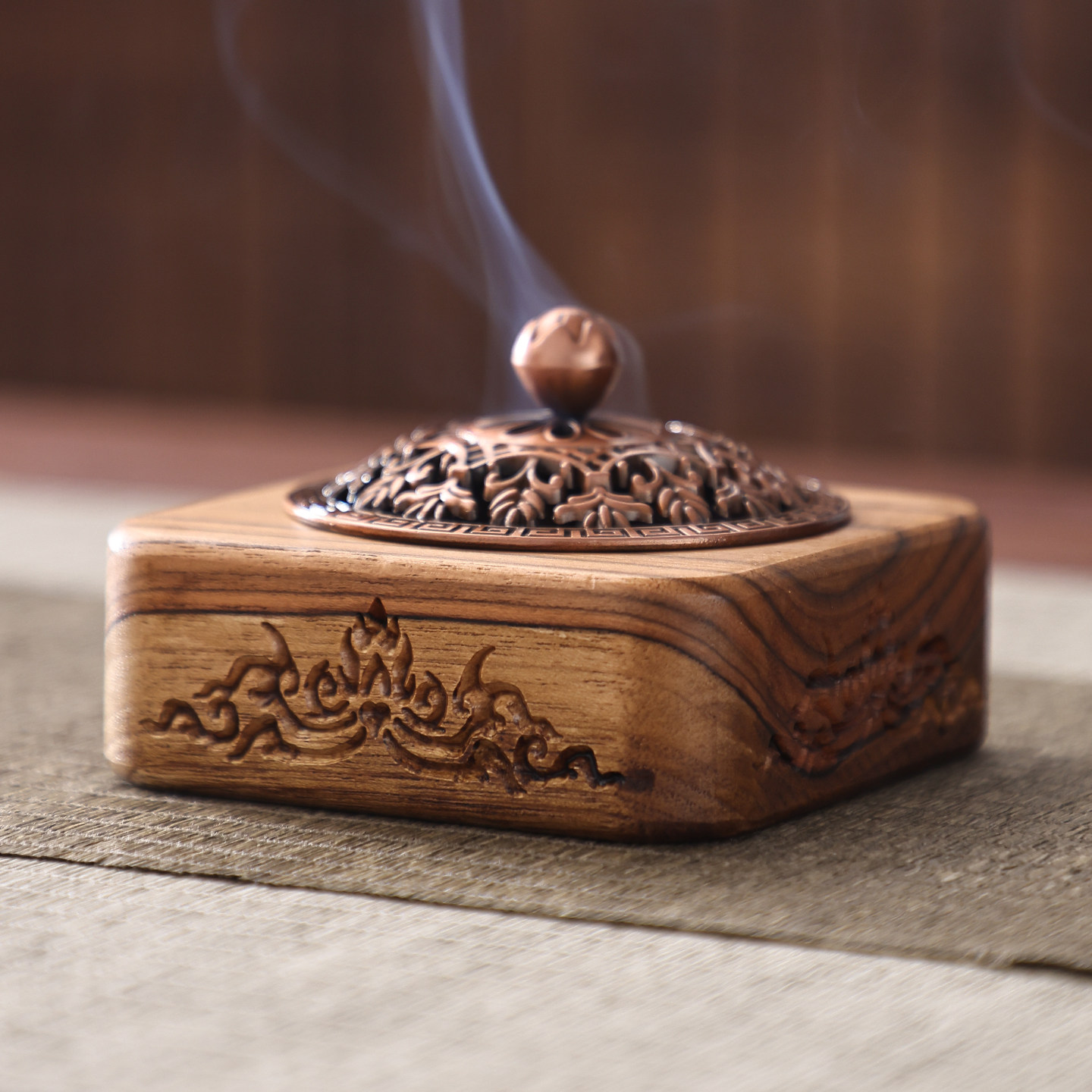异丽柚木香薰香炉方形木盒家用室内檀香炉木质盘香镂空香炉禅道,家居饰品,桌面摆件,淘宝优惠券,粉丝福利购,淘宝优惠卷