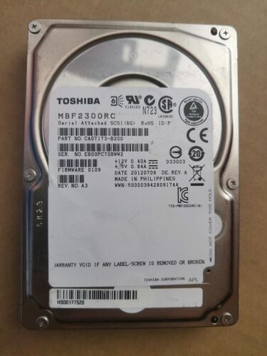 Toshiba/东芝 MBF2300RC 10K 300G 2.5寸 SAS硬盘