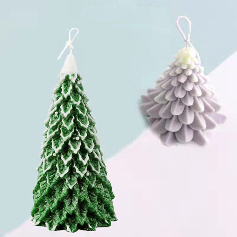 圣诞节系列松树蜡烛脱模硅胶模具立体圣诞树diy香薰装饰石膏摆件