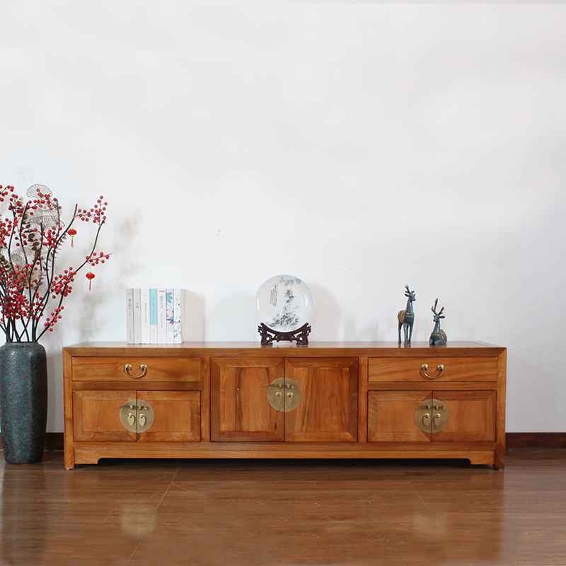 中式香樟木实木电视柜现代客厅简约家具电视机柜高端古典地柜矮柜