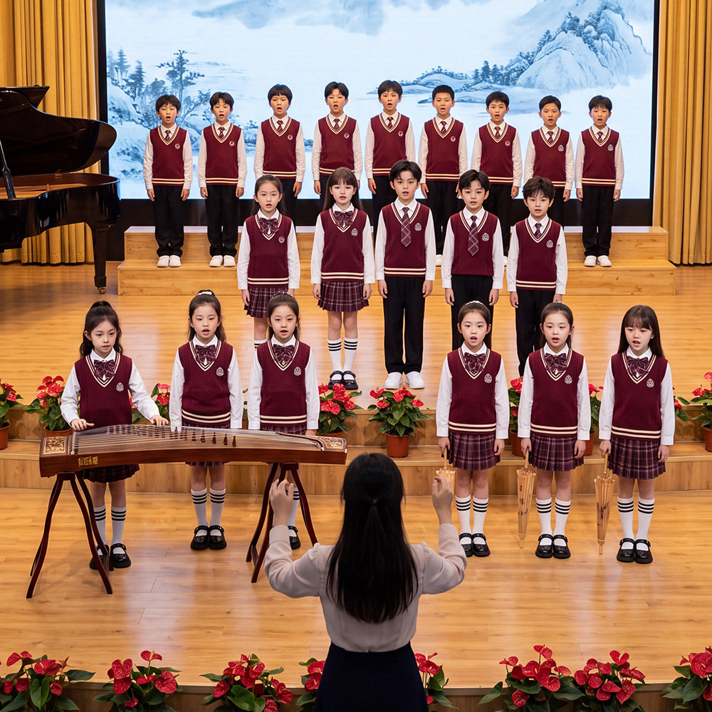 儿童红歌合唱诗歌朗诵演出服装英伦学院风中小学生运动会班服套装