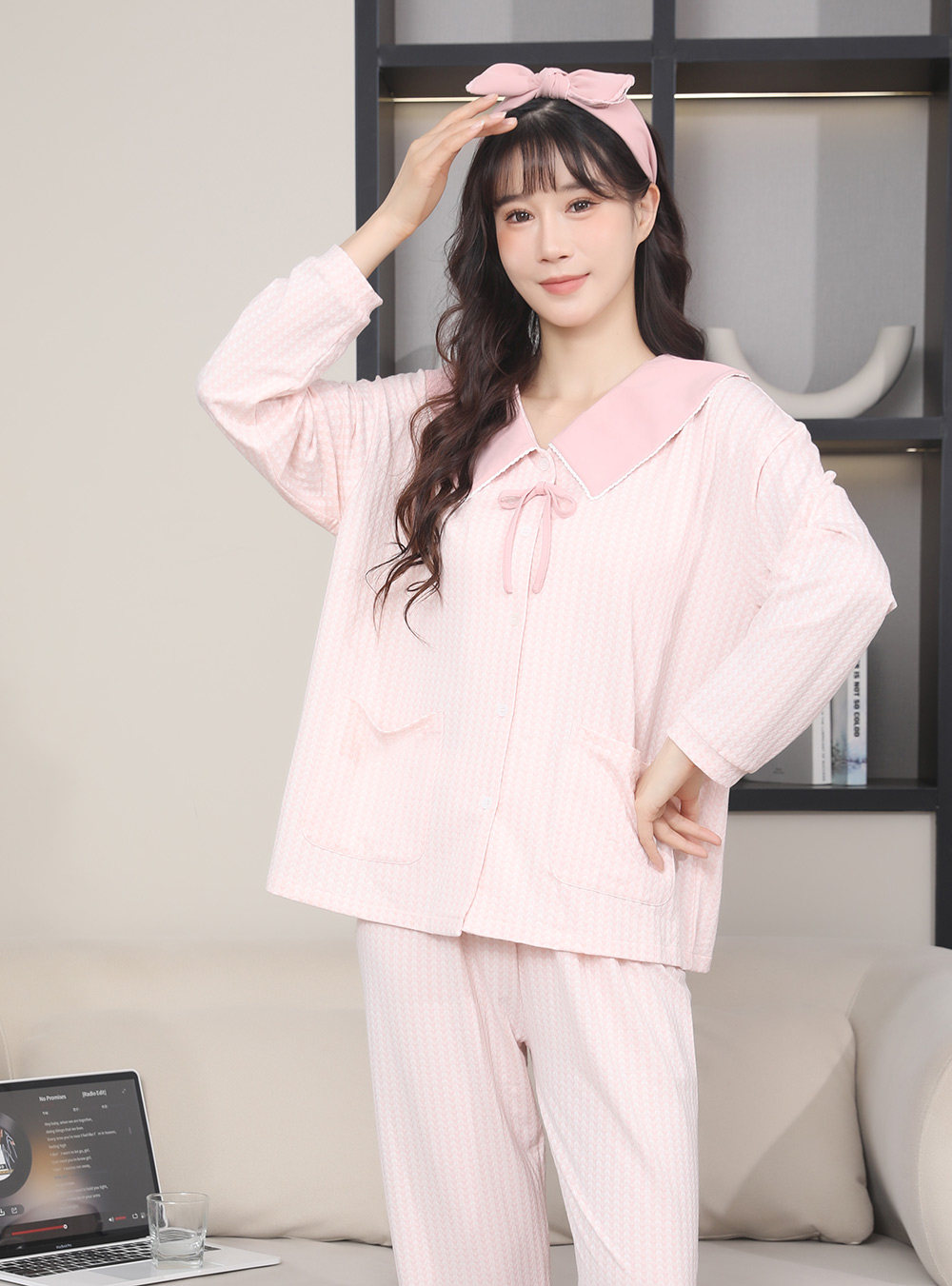 都市恋人坊女士家居服套装长袖提花拉架棉高级感秋季家居服