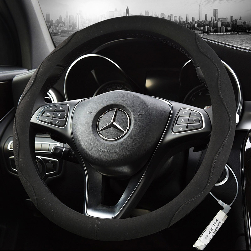 奔驰方向盘套c级a级b级e级gla glb glc c200lc260l翻毛皮汽车把套