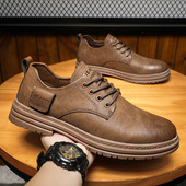 秋冬英伦风复古运动正装 商务休闲黑色皮鞋 工装 男鞋 马丁靴潮鞋