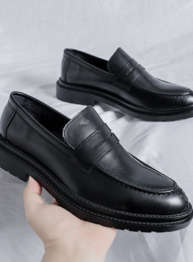 乐福鞋男士皮鞋一脚蹬商务休闲懒人豆豆鞋夏季潮流灰色单鞋开车鞋