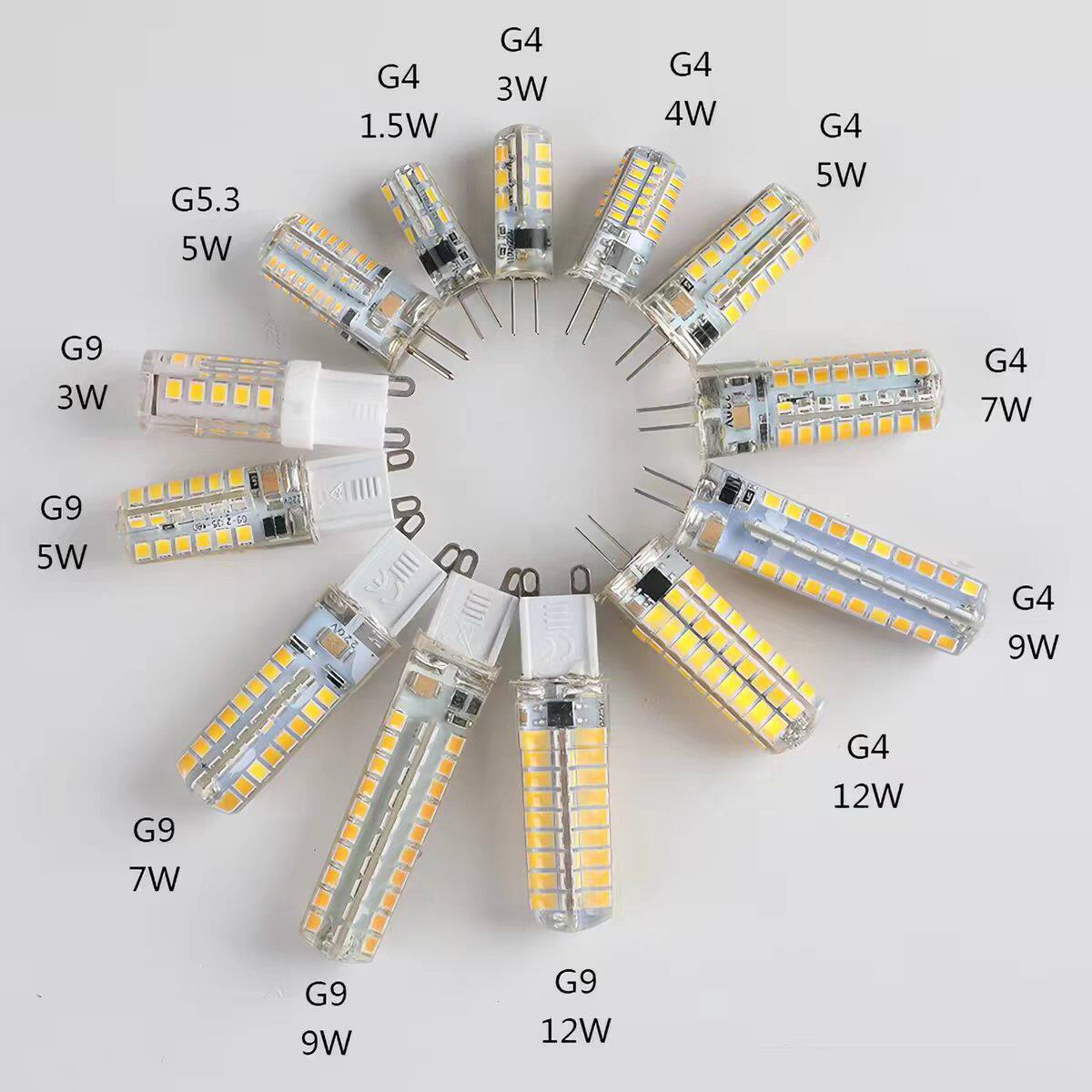 led灯珠G4插脚12V插脚灯珠220V硅胶G9节能水晶灯插泡小灯泡3W光源
