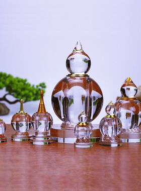 水晶塔装藏密封防潮新款家用饰品桌面摆件菩提塔大小号钟塔透明瓶