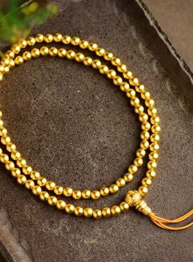 轻奢高级感沙金六字箴言108颗多圈手串佛头流苏款质感温润日常礼