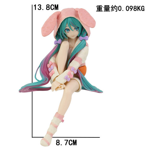 动漫初音未来手办压泡面兔耳睡衣美少女模型玩具桌面机箱游戏摆件