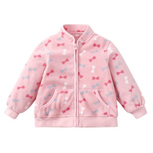 胖胖象反季春秋季儿童印花毛毛衣外套男女童宝宝保暖休闲短款上衣