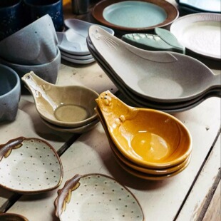 日器·吉泽窑 手作可爱动物白熊海狮法斗餐具餐盘礼物