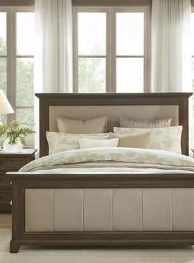 harbor家具实木床布艺实木橡木床现代乡村双人婚床定制house