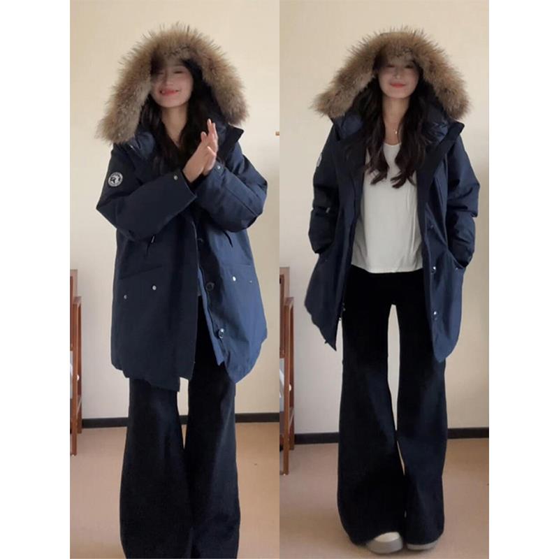 300斤特大码女装加厚工装派克服女胖mm冬季新款加厚连帽棉服外套