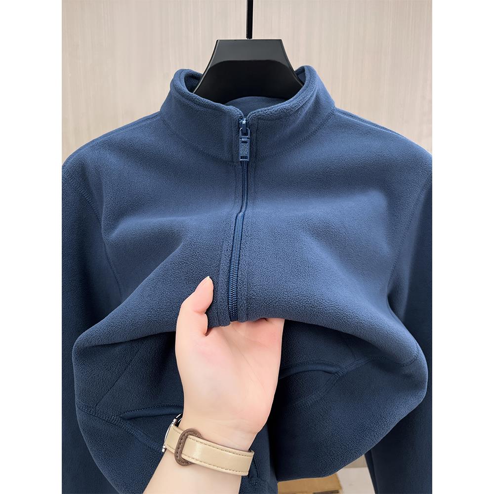 摇粒绒男士卫衣拉链半高领秋冬季抓绒开衫男保暖外套加绒加厚上衣