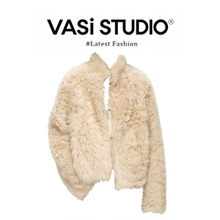 parkyeon千金风毛绒羊羔毛保暖外套高级感软糯上衣冬季新款套装女