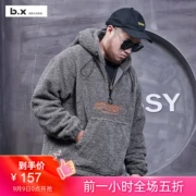B.X thủy triều thương hiệu quần áo cotton nam cỡ lớn mùa đông chất béo nam cộng với phân bón để tăng bộ lông cừu lông ấm áp cho nam - Cực lớn