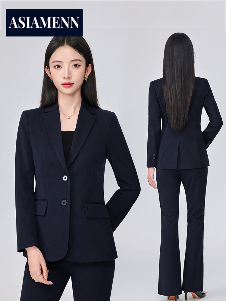 藏青色通勤女装高级感套装气质女神范正装酒店经理大学生面试西装