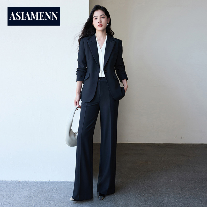 灰色轻奢休闲时尚西装套装女2026春秋新款优雅高级感商务职业西服