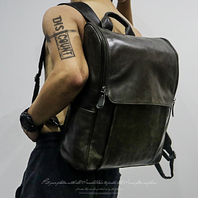 头层牛皮双肩包休闲背包书包