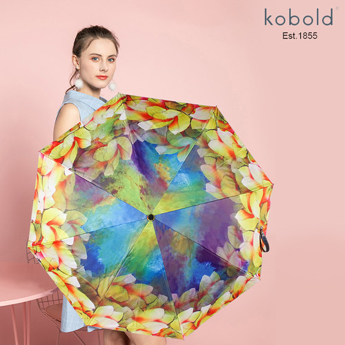 酷波德三折艺术伞黑胶UPF50+