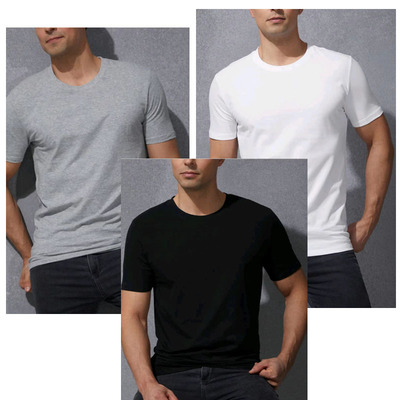 美国山姆国内代购男士精梳棉圆领T恤打底外穿弹力短袖黑白灰上衣