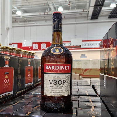 Costco开市客山姆代购法国进口BARDINET必得利白兰地VSOP洋酒1L装