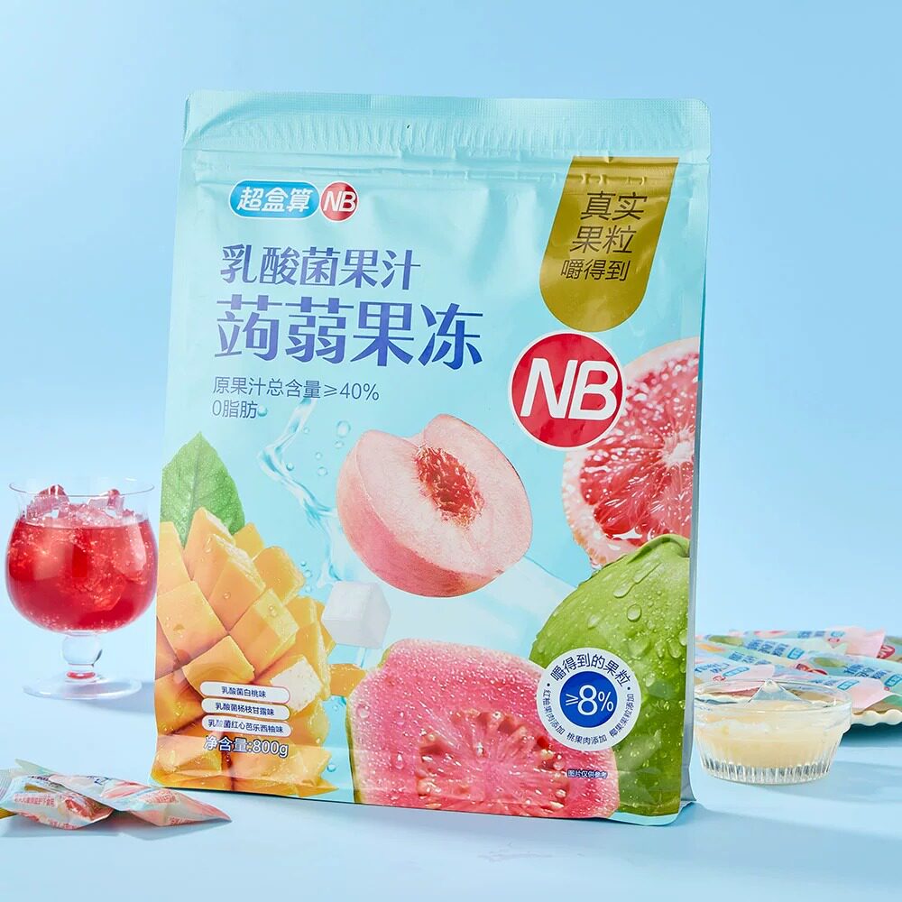 盒马超盒算NB乳酸菌蒟蒻果冻白桃味芭乐味杨枝甘露味真实果汁粒